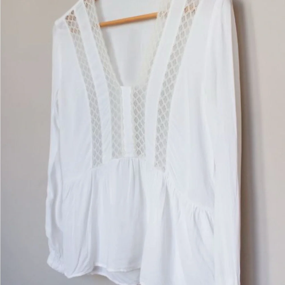 Mango White Lace Detail Blouse - Picture 2 of 6